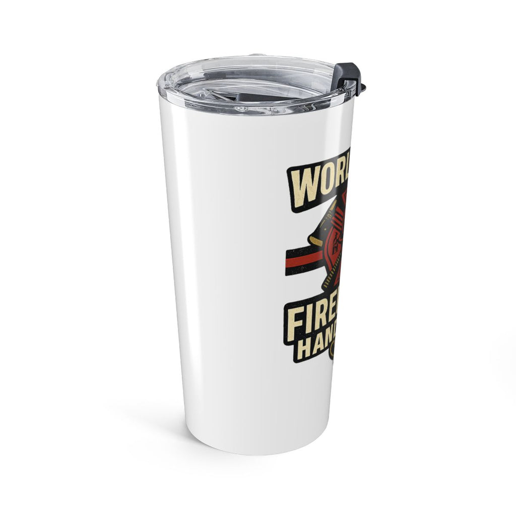 Firefighter Retirement Gift Tumbler | World's Best Firefighter Hands Down Trophy Design | Fire Department Appreciation Gift