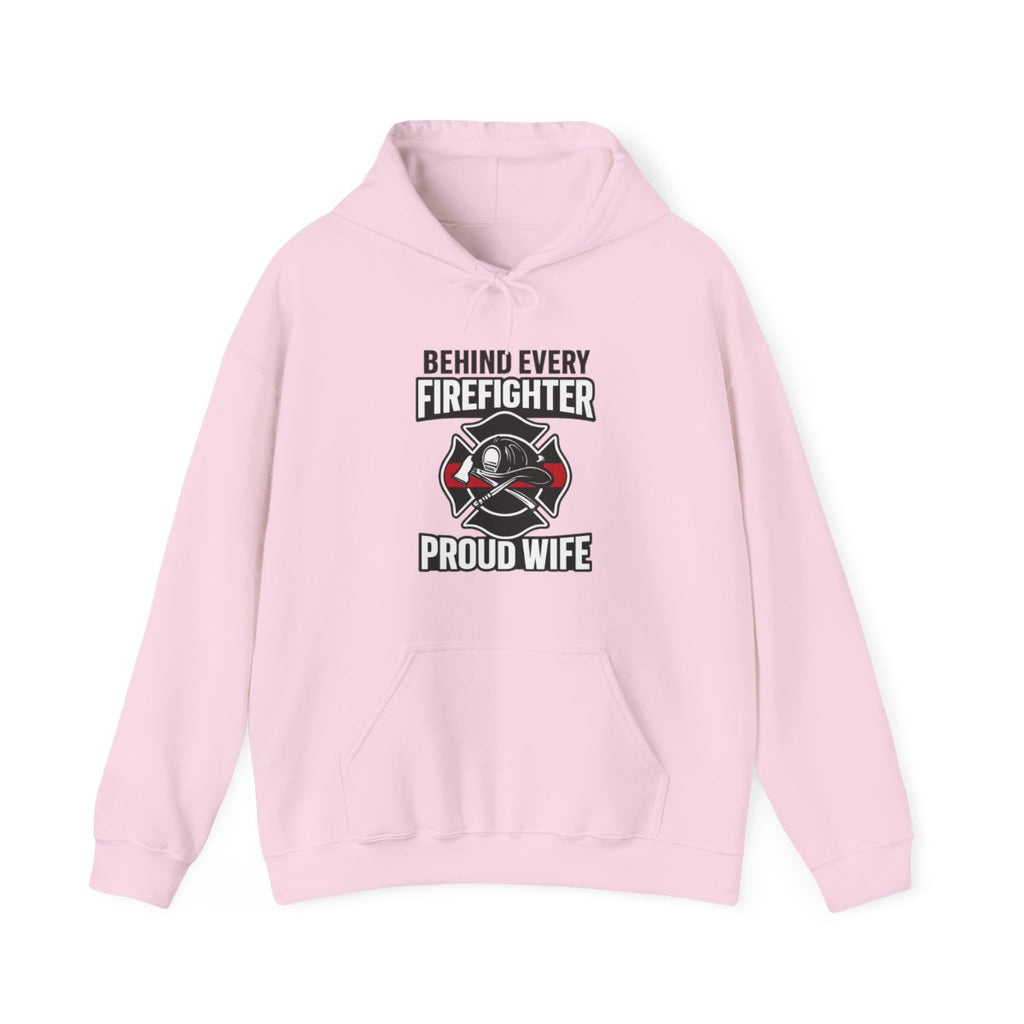 Firefighter Wife Hoodie Behind Every Firefighter Proud Wife Gift Anniversary Thin Red Line Sweatshirt Maltese Cross Support