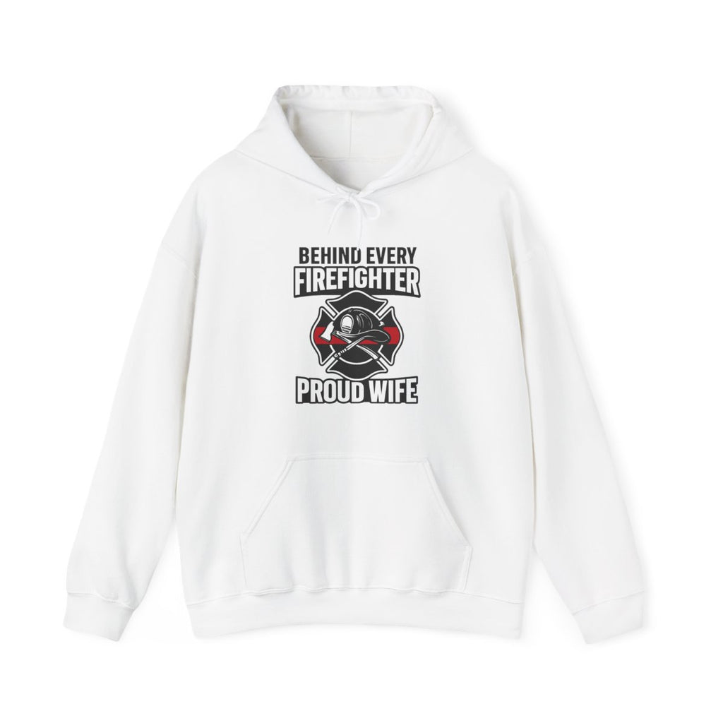 Firefighter Wife Hoodie Behind Every Firefighter Proud Wife Gift Anniversary Thin Red Line Sweatshirt Maltese Cross Support