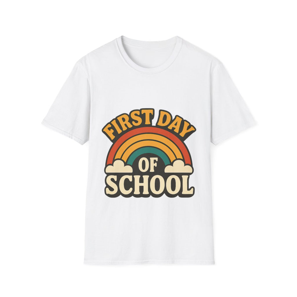 First Day of School Shirt Teacher Mom Gift Retro 70s Back to School Feels Vintage Rainbow Tee New Beginnings Fresh Start
