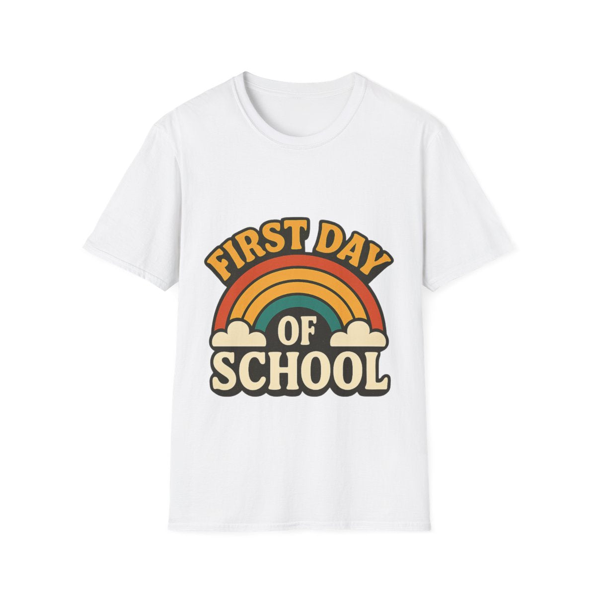 First Day of School Shirt Teacher Mom Gift Retro 70s Back to School Feels Vintage Rainbow Tee New Beginnings Fresh Start