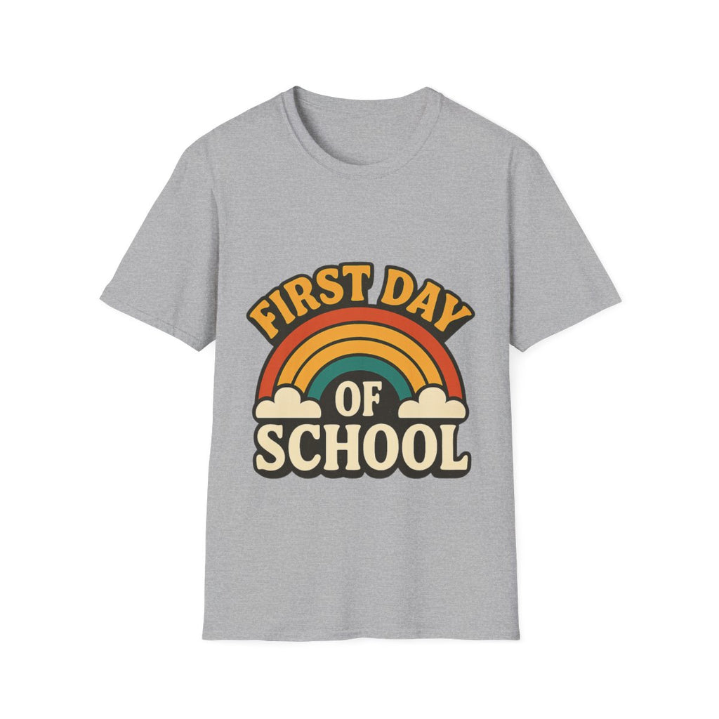 First Day of School Shirt Teacher Mom Gift Retro 70s Back to School Feels Vintage Rainbow Tee New Beginnings Fresh Start