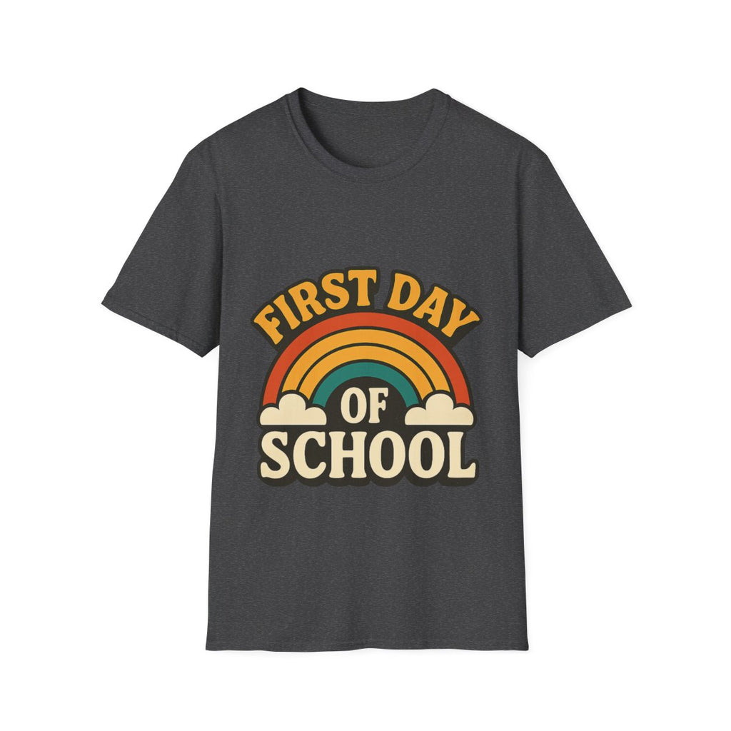 First Day of School Shirt Teacher Mom Gift Retro 70s Back to School Feels Vintage Rainbow Tee New Beginnings Fresh Start