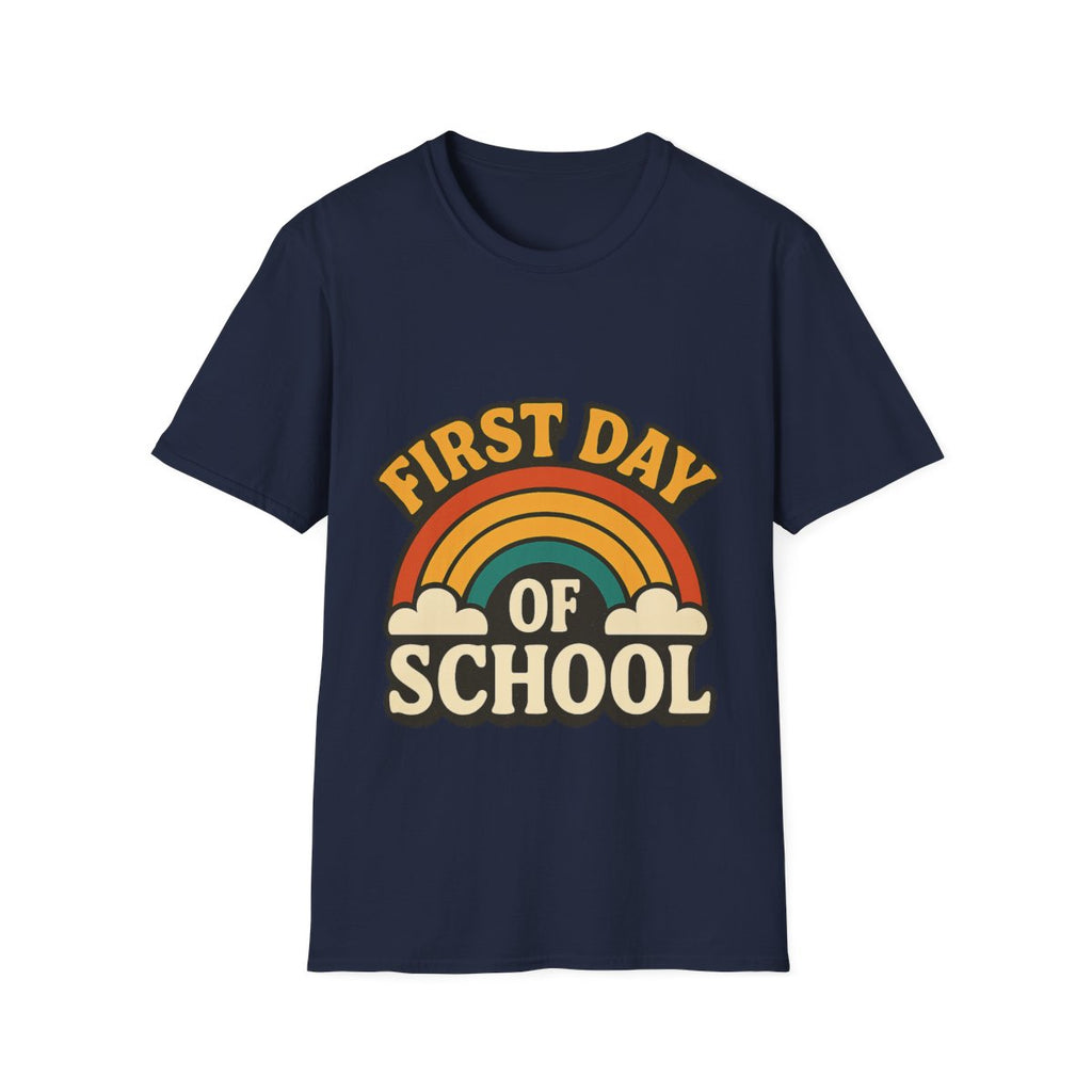 First Day of School Shirt Teacher Mom Gift Retro 70s Back to School Feels Vintage Rainbow Tee New Beginnings Fresh Start