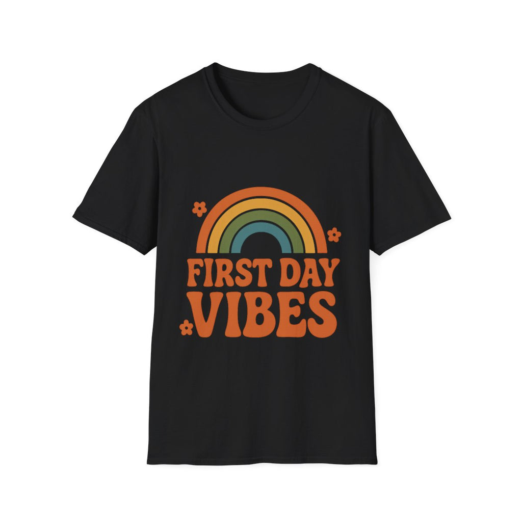 First Day Vibes Shirt, Retro Back to School Shirt Kids, Groovy First Day of School Tee, Vintage 70s Rainbow Teacher Student Gift