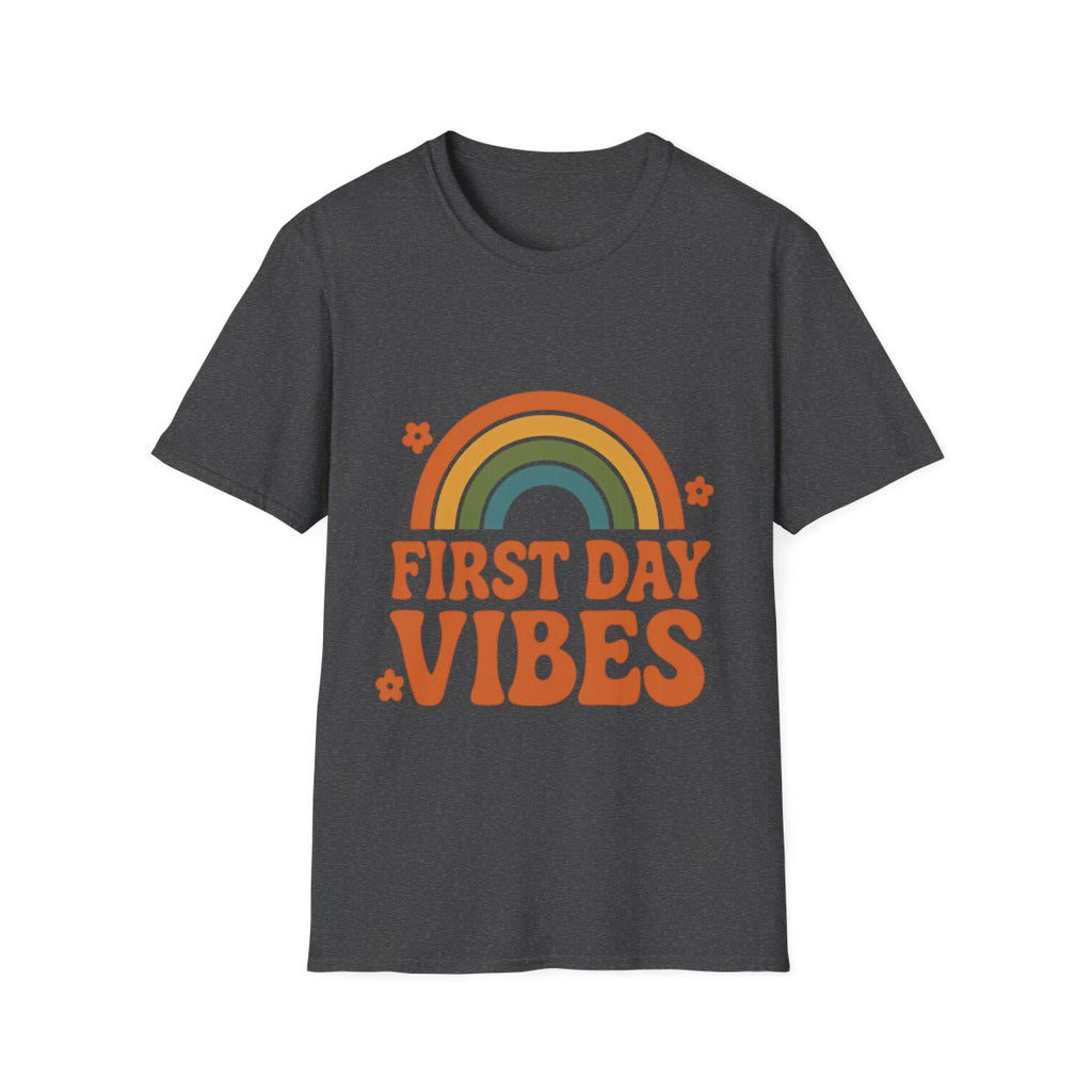 First Day Vibes Shirt, Retro Back to School Shirt Kids, Groovy First Day of School Tee, Vintage 70s Rainbow Teacher Student Gift