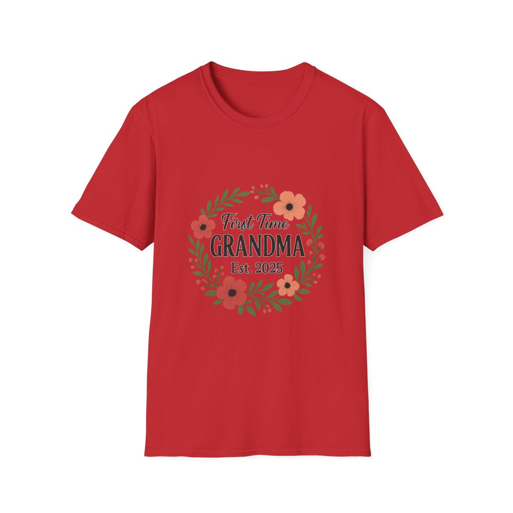 First Time Grandma Est 2025 Shirt New Grandmother Announcement Pregnancy Reveal Gift Floral Wreath Tshirt Mothers Day Gift