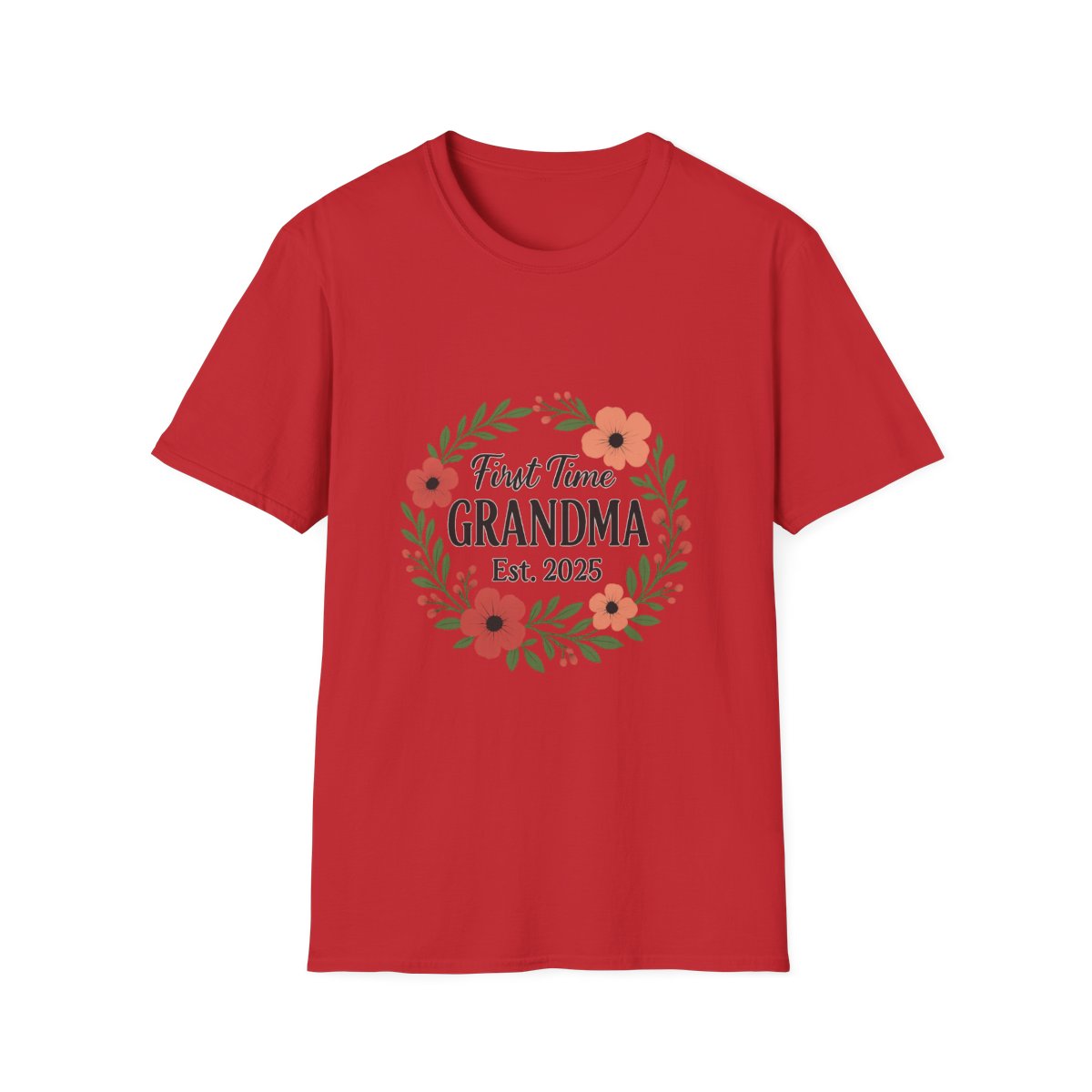 First Time Grandma Est 2025 Shirt New Grandmother Announcement Pregnancy Reveal Gift Floral Wreath Tshirt Mothers Day Gift