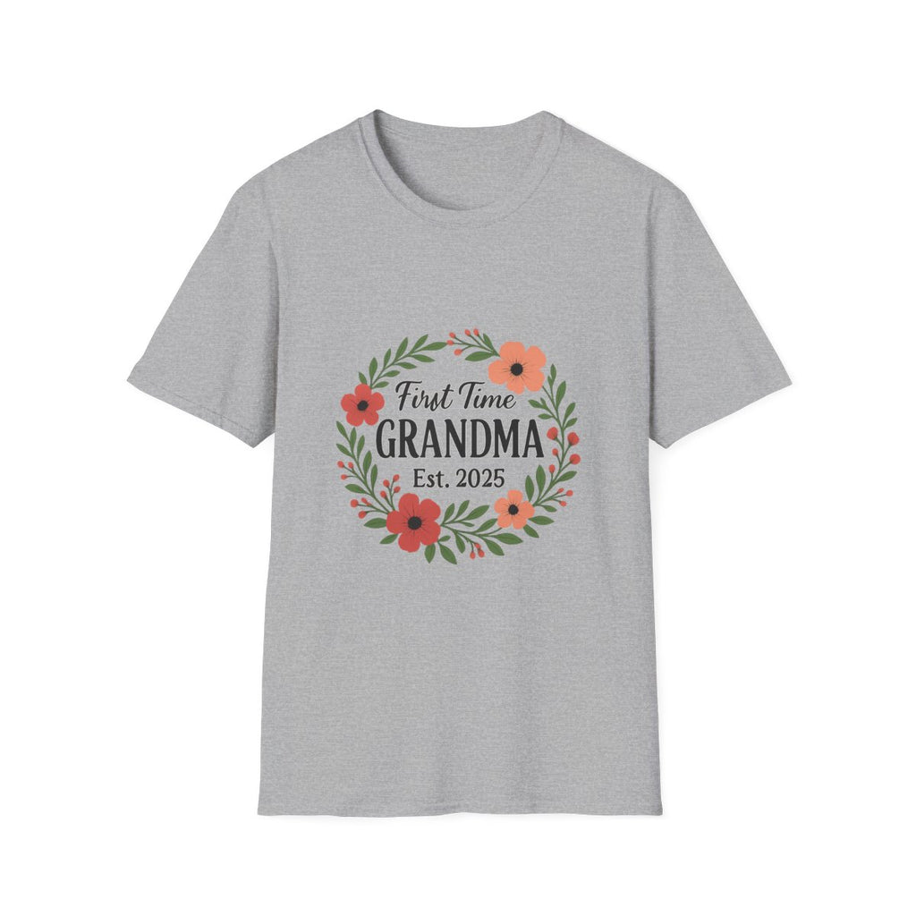 First Time Grandma Est 2025 Shirt New Grandmother Announcement Pregnancy Reveal Gift Floral Wreath Tshirt Mothers Day Gift