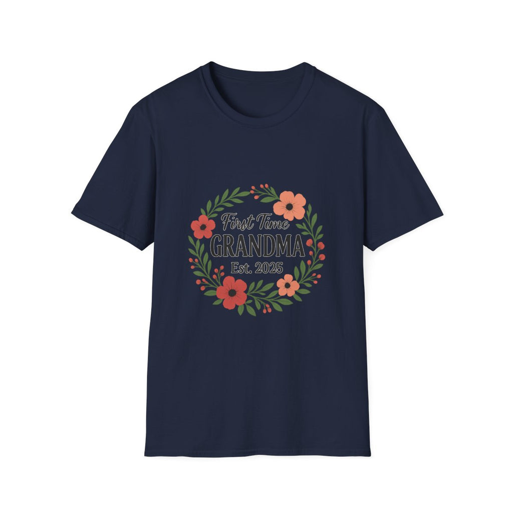 First Time Grandma Est 2025 Shirt New Grandmother Announcement Pregnancy Reveal Gift Floral Wreath Tshirt Mothers Day Gift