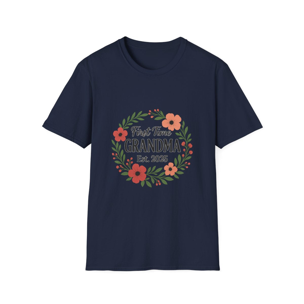 First Time Grandma Est 2025 Shirt New Grandmother Announcement Pregnancy Reveal Gift Floral Wreath Tshirt Mothers Day Gift