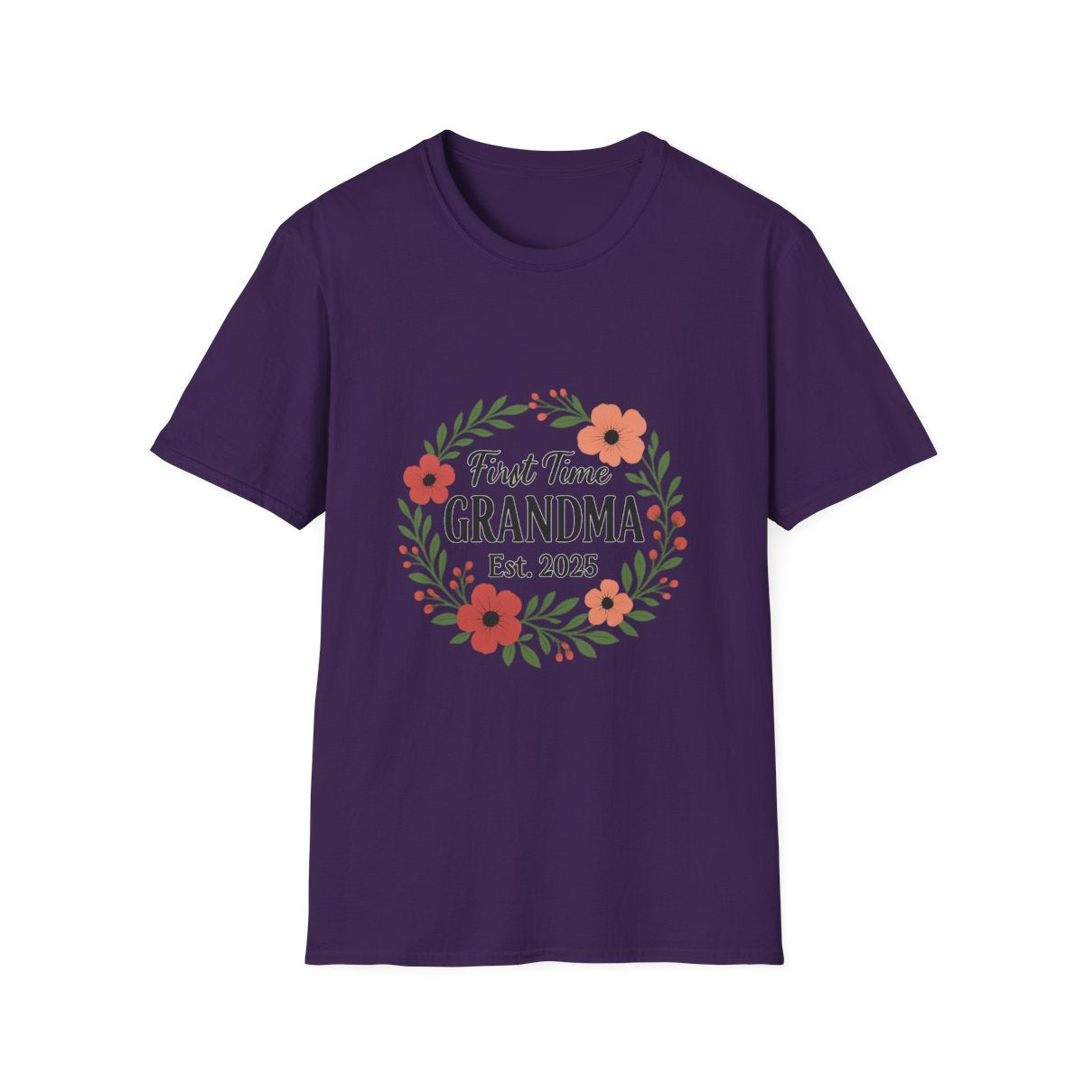 First Time Grandma Est 2025 Shirt New Grandmother Announcement Pregnancy Reveal Gift Floral Wreath Tshirt Mothers Day Gift