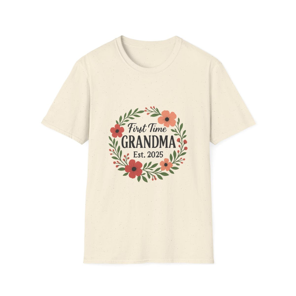 First Time Grandma Est 2025 Shirt New Grandmother Announcement Pregnancy Reveal Gift Floral Wreath Tshirt Mothers Day Gift