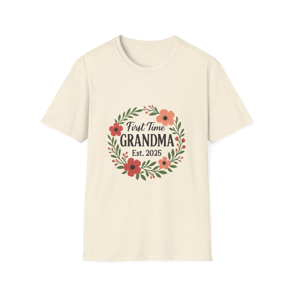 First Time Grandma Est 2025 Shirt New Grandmother Announcement Pregnancy Reveal Gift Floral Wreath Tshirt Mothers Day Gift