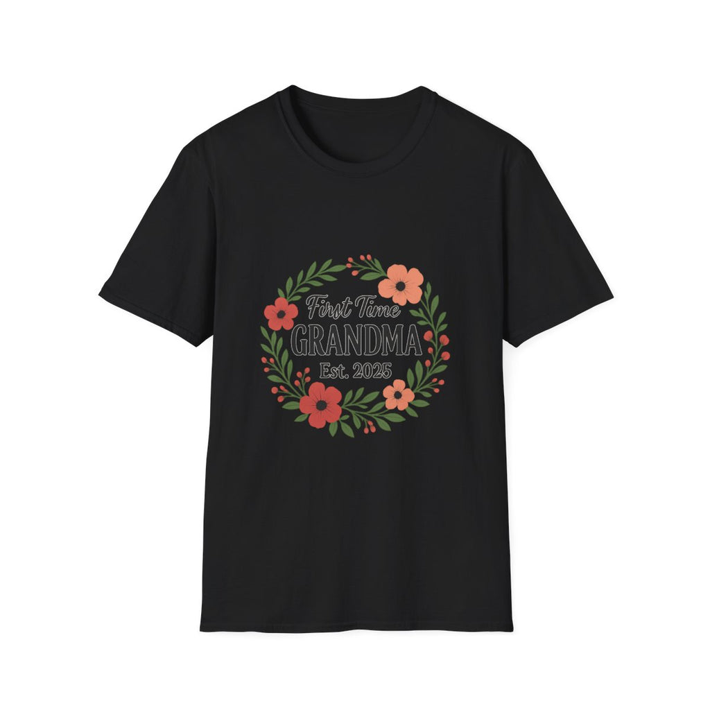 First Time Grandma Est 2025 Shirt New Grandmother Announcement Pregnancy Reveal Gift Floral Wreath Tshirt Mothers Day Gift
