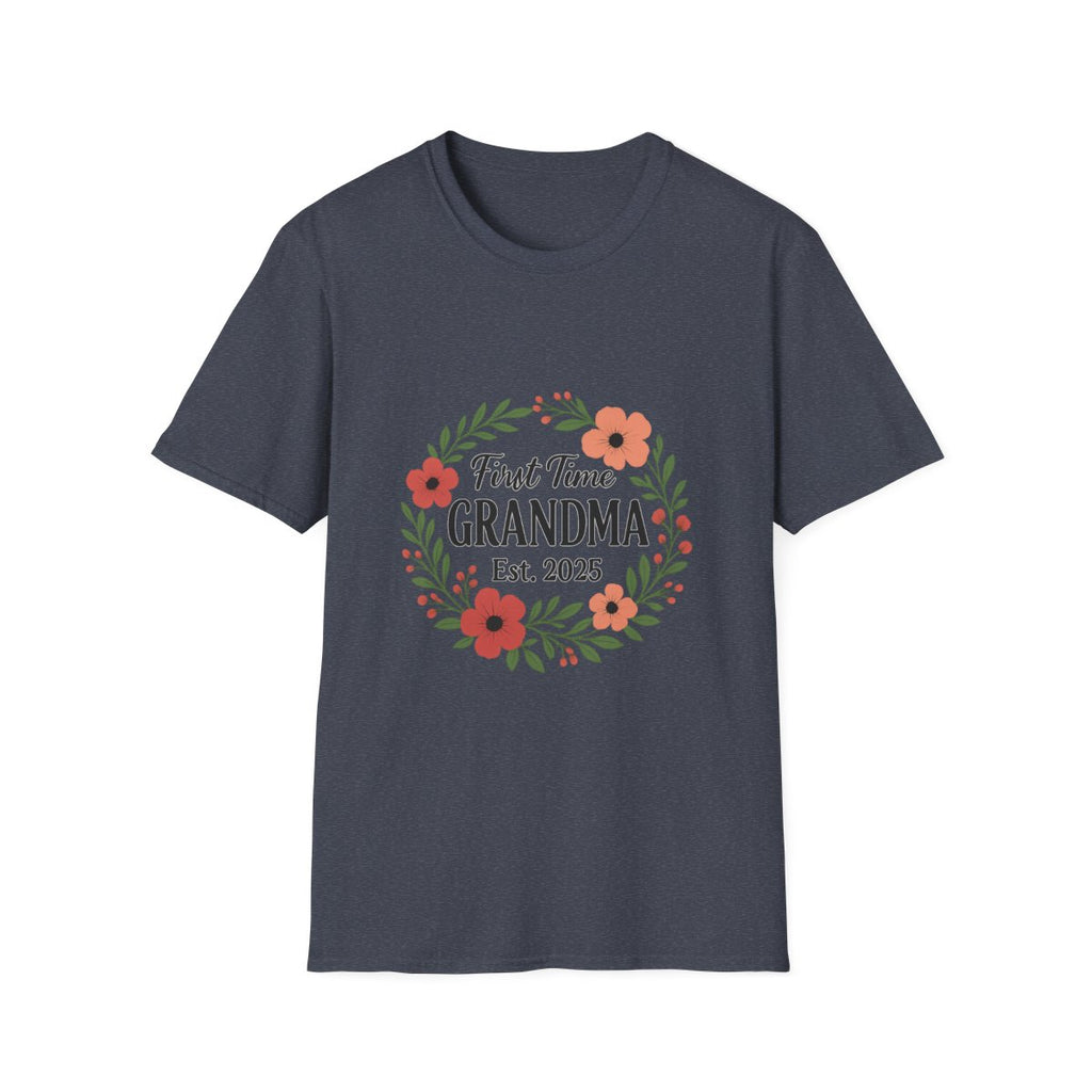 First Time Grandma Est 2025 Shirt New Grandmother Announcement Pregnancy Reveal Gift Floral Wreath Tshirt Mothers Day Gift