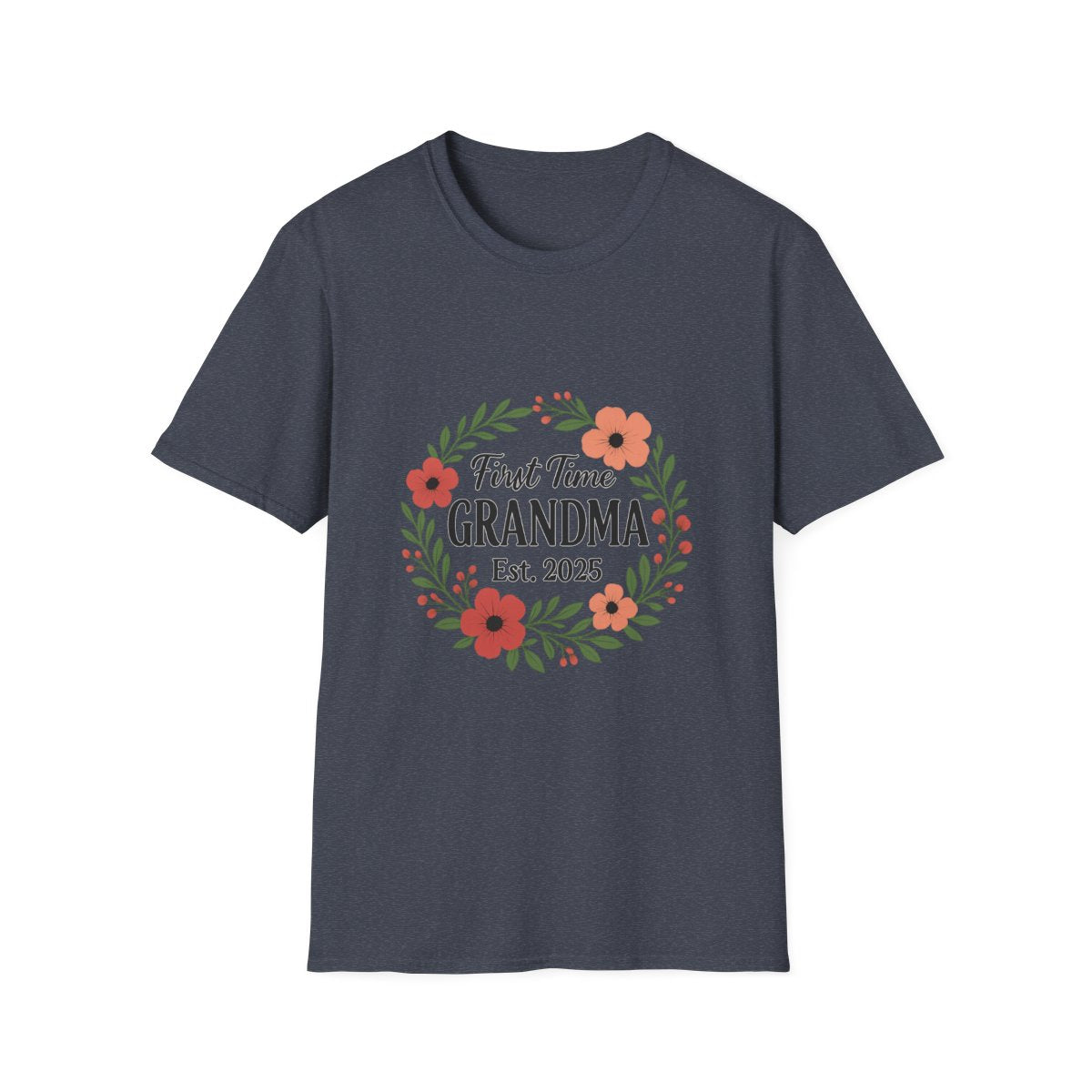 First Time Grandma Est 2025 Shirt New Grandmother Announcement Pregnancy Reveal Gift Floral Wreath Tshirt Mothers Day Gift