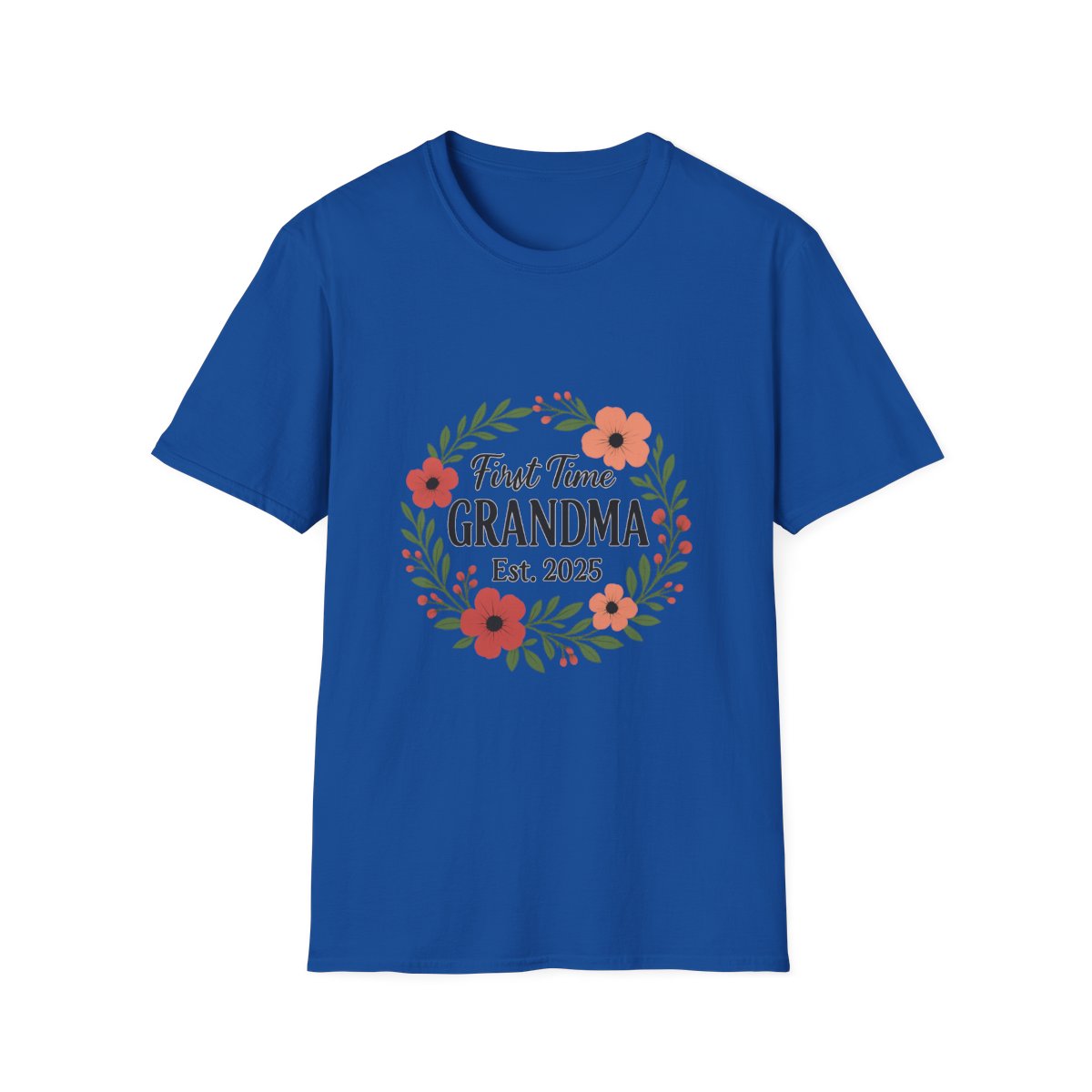 First Time Grandma Est 2025 Shirt New Grandmother Announcement Pregnancy Reveal Gift Floral Wreath Tshirt Mothers Day Gift