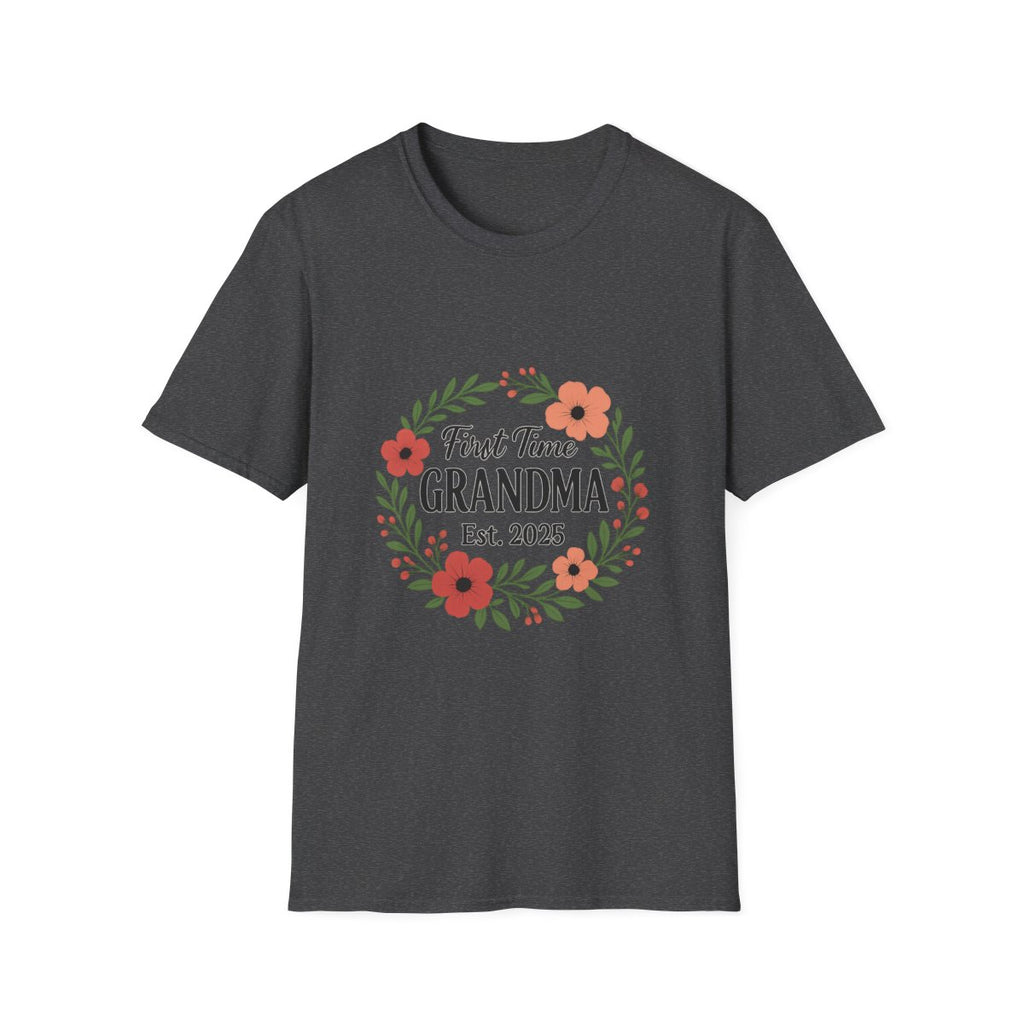 First Time Grandma Est 2025 Shirt New Grandmother Announcement Pregnancy Reveal Gift Floral Wreath Tshirt Mothers Day Gift