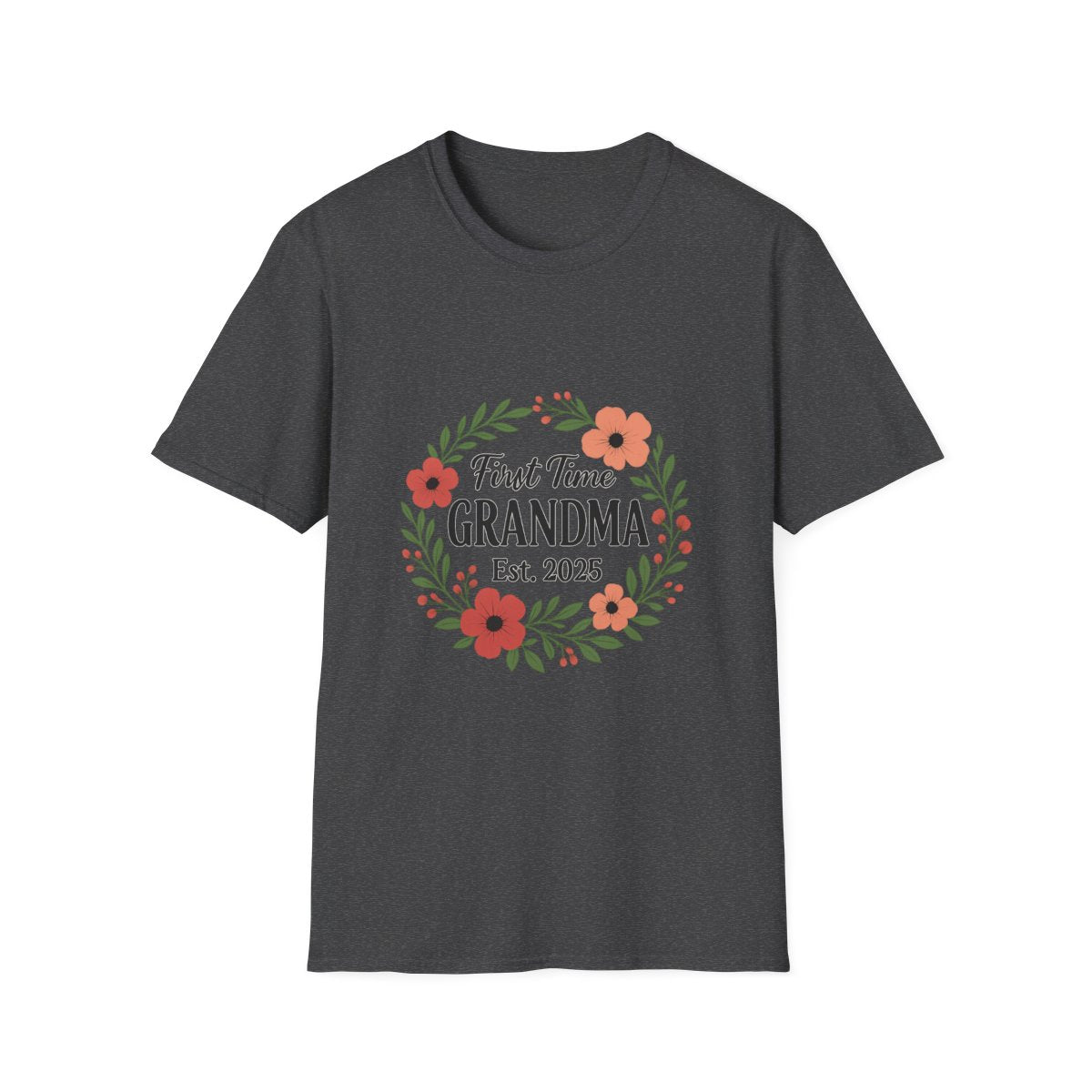 First Time Grandma Est 2025 Shirt New Grandmother Announcement Pregnancy Reveal Gift Floral Wreath Tshirt Mothers Day Gift