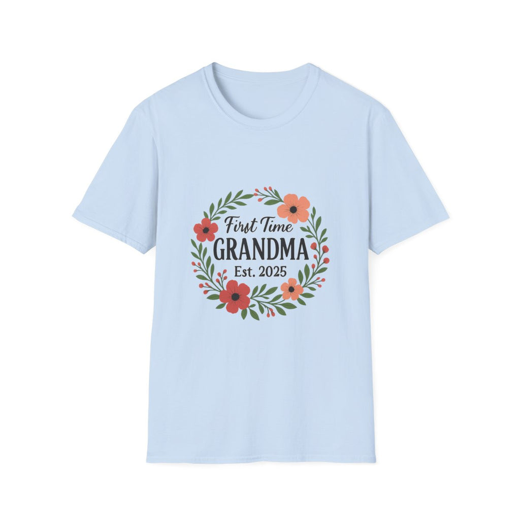 First Time Grandma Est 2025 Shirt New Grandmother Announcement Pregnancy Reveal Gift Floral Wreath Tshirt Mothers Day Gift
