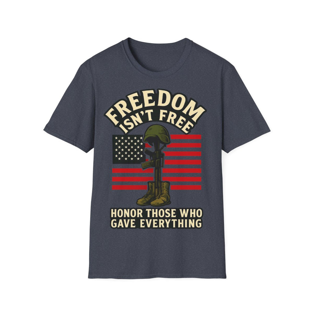 Freedom Isn't Free Shirt Veterans Day Memorial Tribute Tshirt Military Sacrifice Patriotic Remembrance Gift Battlefield Cross Tee