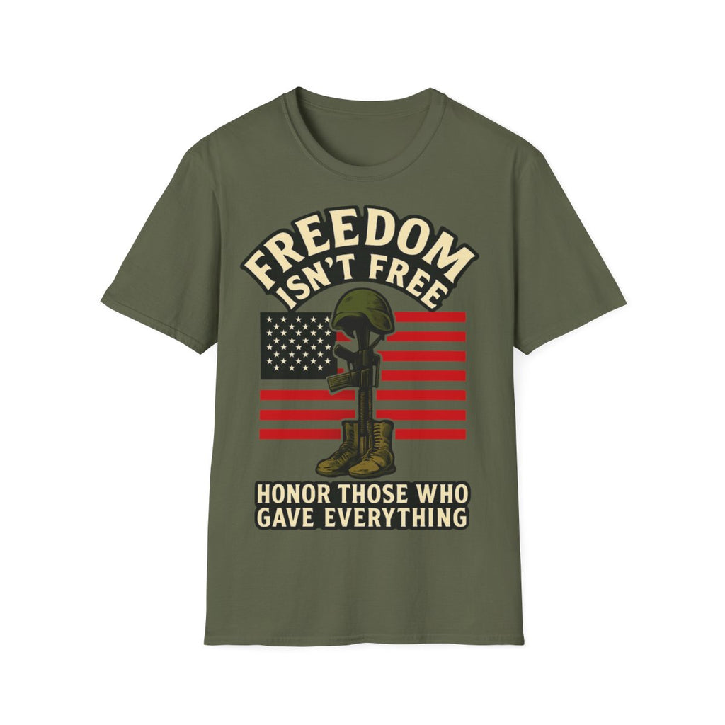 Freedom Isn't Free Shirt Veterans Day Memorial Tribute Tshirt Military Sacrifice Patriotic Remembrance Gift Battlefield Cross Tee
