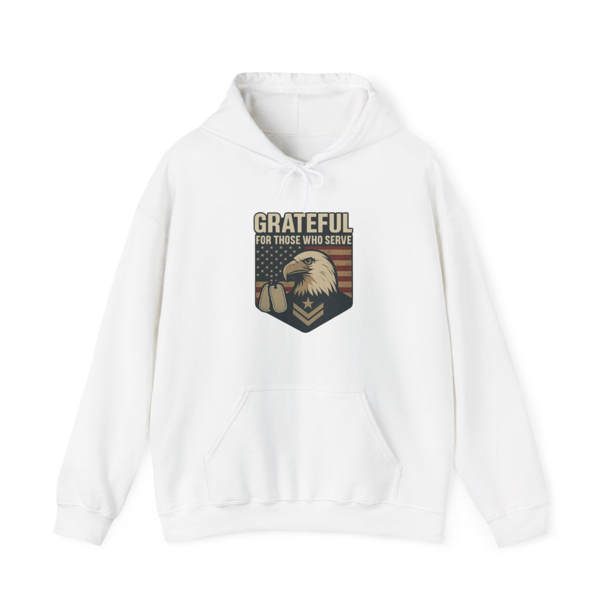 Grateful For Those Who Serve Hoodie Military Support Veterans Day Patriotic Eagle Flag Gift Army Navy Air Force Marine