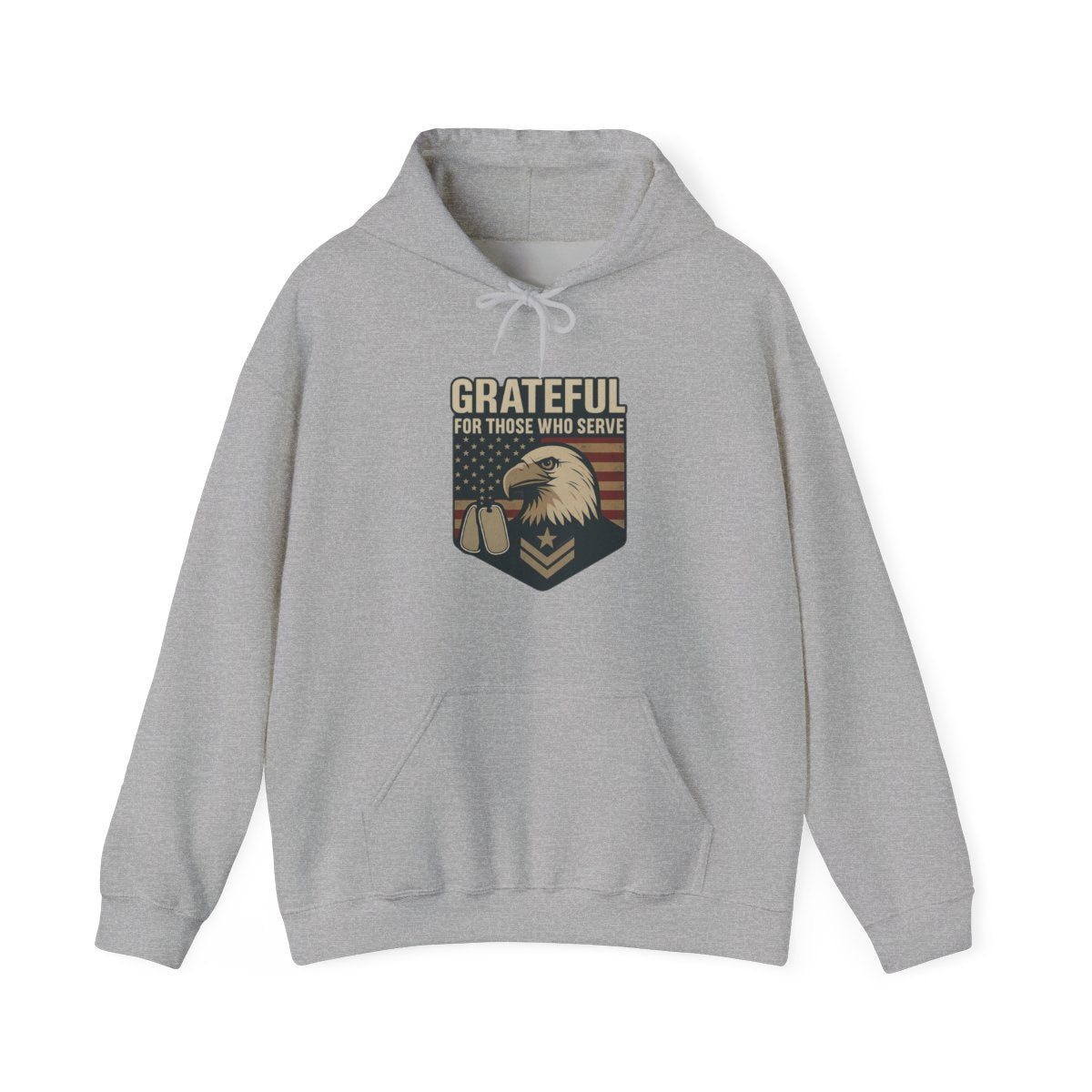Grateful For Those Who Serve Hoodie Military Support Veterans Day Patriotic Eagle Flag Gift Army Navy Air Force Marine