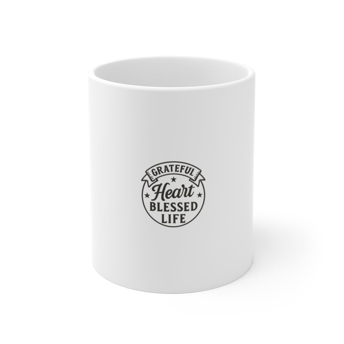 Grateful Heart Blessed Life Mug | Gratitude Coffee Mug | Mindfulness Gift for Women | Vintage Typography Inspirational Mug