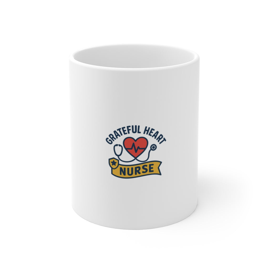 Grateful Heart Nurse Mug | Medical Professional Self Care Coffee Cup | Healthcare Worker Mindfulness Gift | Stethoscope Heartbeat