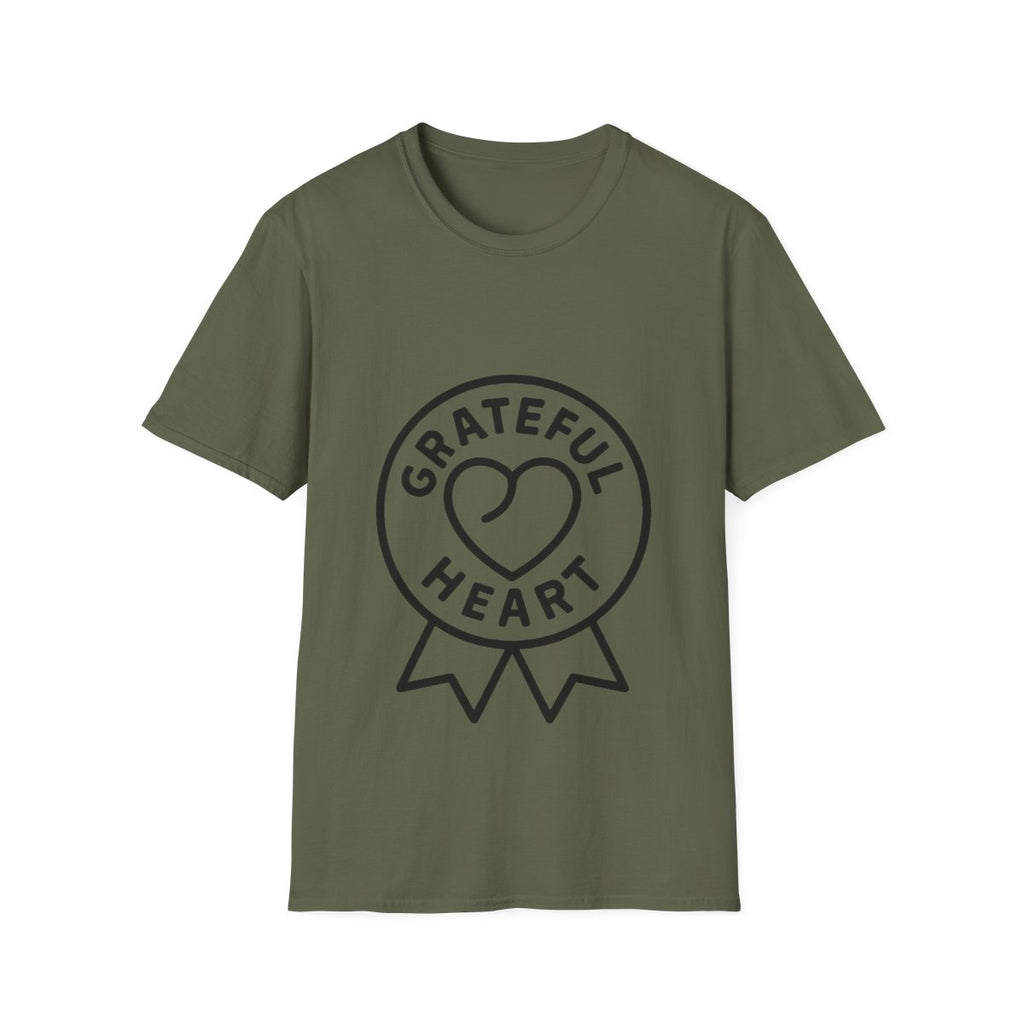 Grateful Heart T-Shirt, Minimalist Line Art Gratitude Shirt, Wellness Tee, Mindfulness Gift, Positive Affirmation Clothing