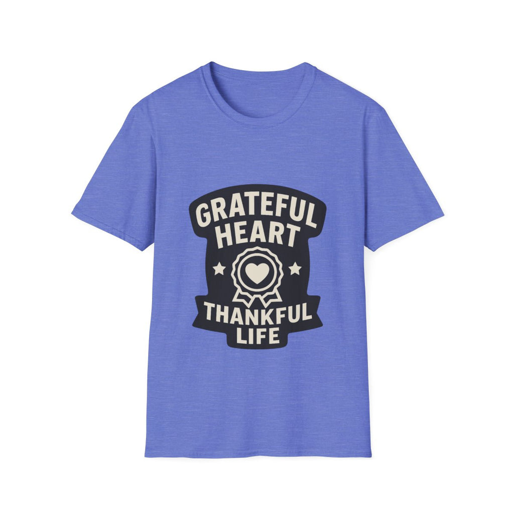 Grateful Heart Thankful Life Shirt, Gratitude Quote Tee, Mindfulness Gift for Women, Yoga Shirt, Positive Vibes Tshirt, Wellness Gift
