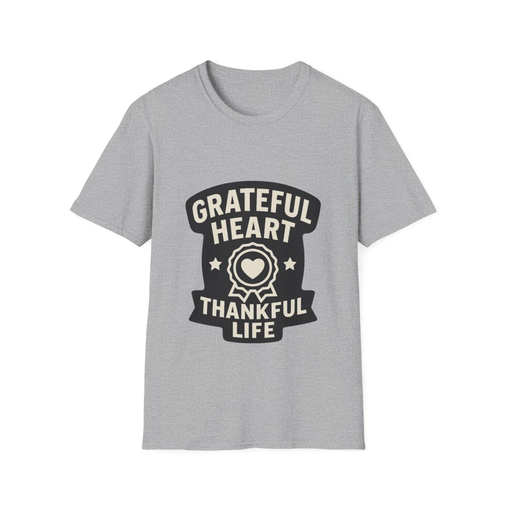 Grateful Heart Thankful Life Shirt, Gratitude Quote Tee, Mindfulness Gift for Women, Yoga Shirt, Positive Vibes Tshirt, Wellness Gift