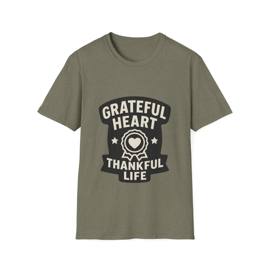 Grateful Heart Thankful Life Shirt, Gratitude Quote Tee, Mindfulness Gift for Women, Yoga Shirt, Positive Vibes Tshirt, Wellness Gift