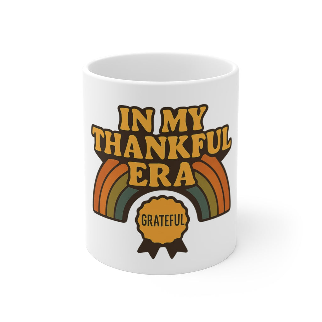 In My Thankful Era Mug Retro Rainbow Coffee Mug Gratitude Gift Aesthetic 70s Groovy Thankful Mug Positive Vibes Self Care Gift