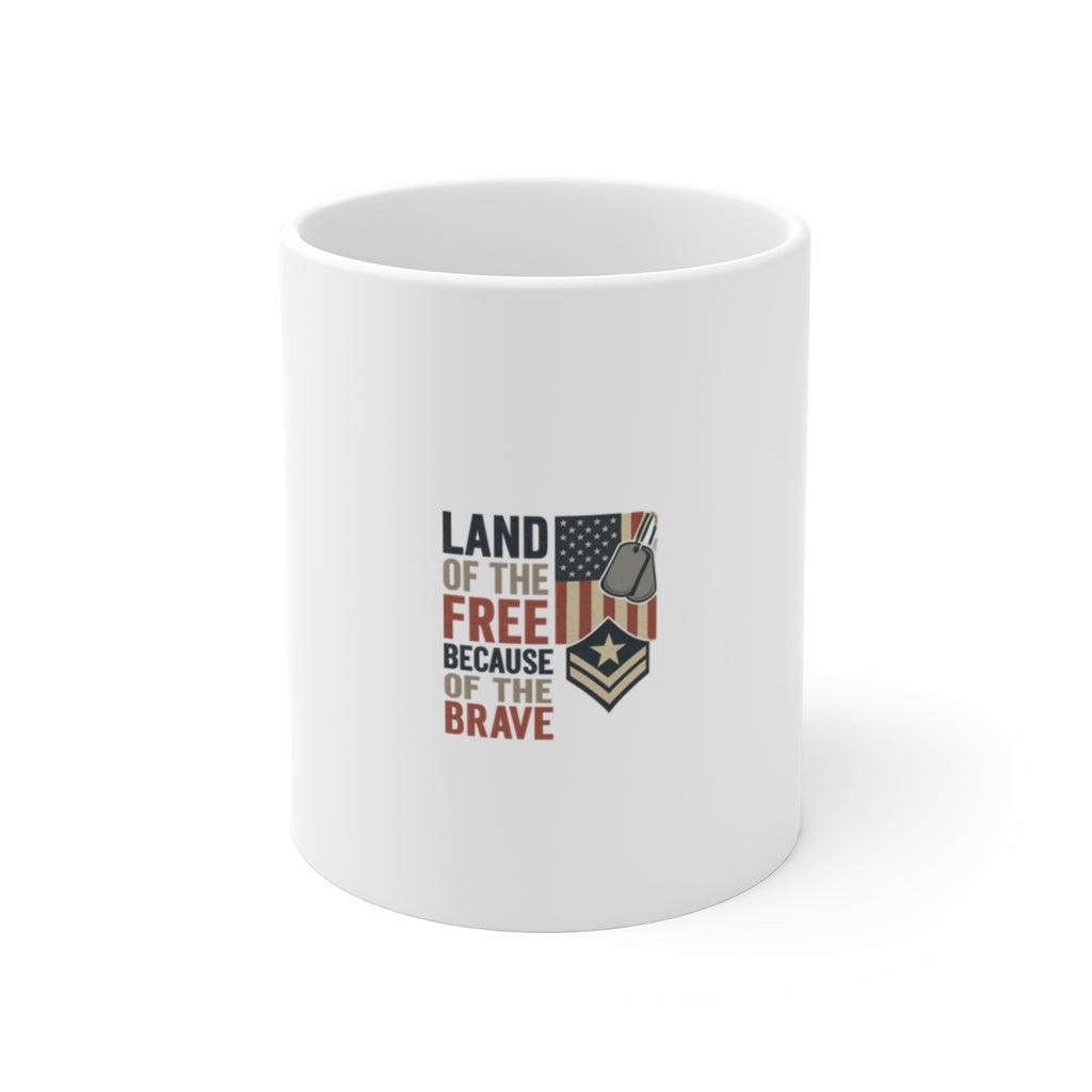 Land of the Free Because of the Brave Mug, Patriotic Military Gift, Veterans Day Memorial Day, Army Navy Air Force Marine Gift