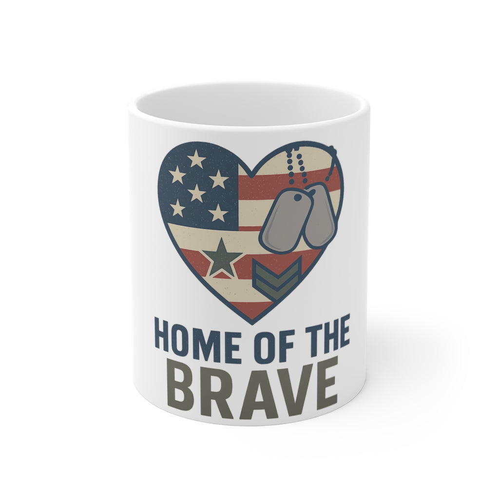 Military Family Coffee Mug Home of the Brave Gift for Army Navy Spouse Patriotic Heart Flag Veteran Support Cup Deployment Gift