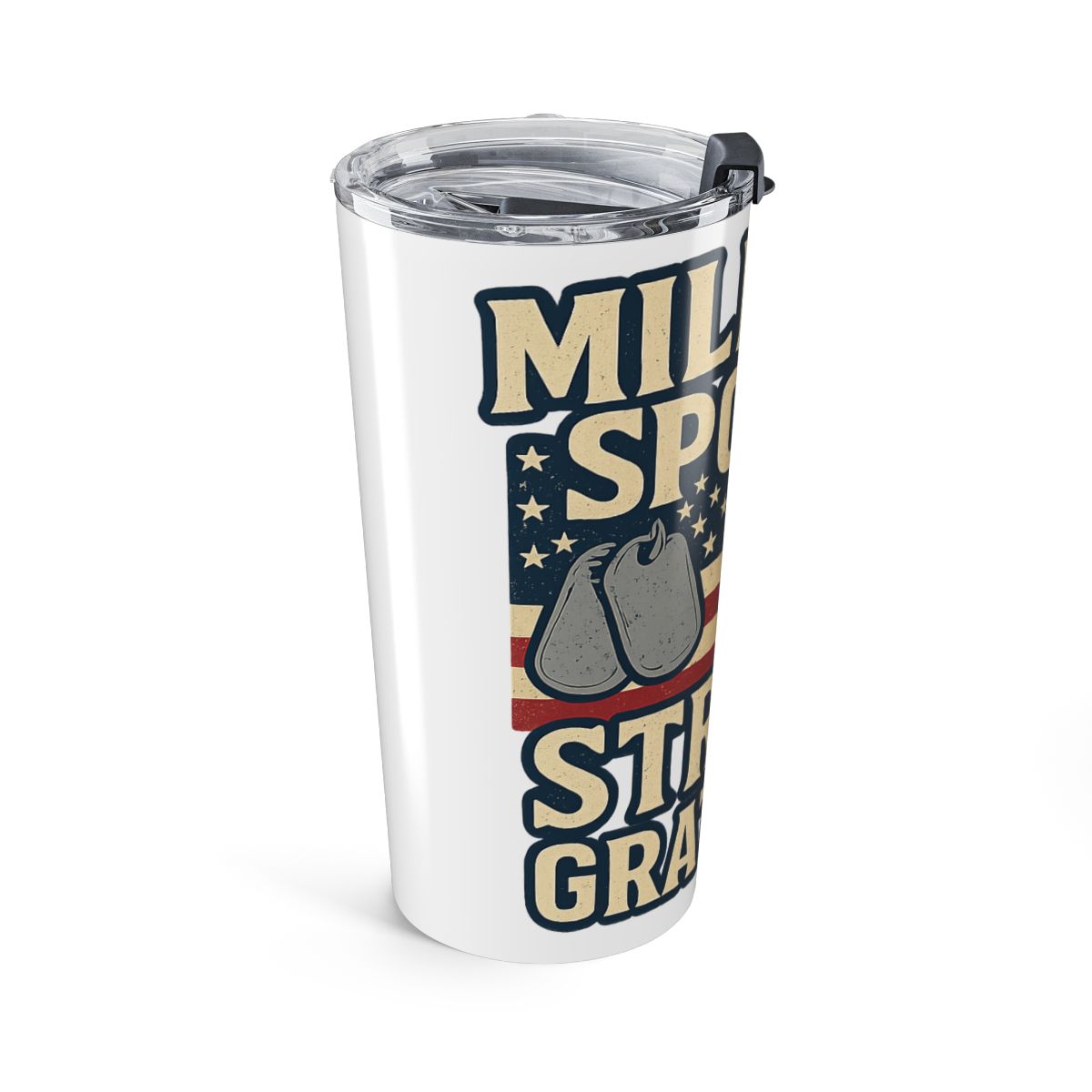 Military Spouse Strong Grateful Tumbler, Army Navy Air Force Gift, Patriotic Military Wife Appreciation Travel Mug, Deployment Gift