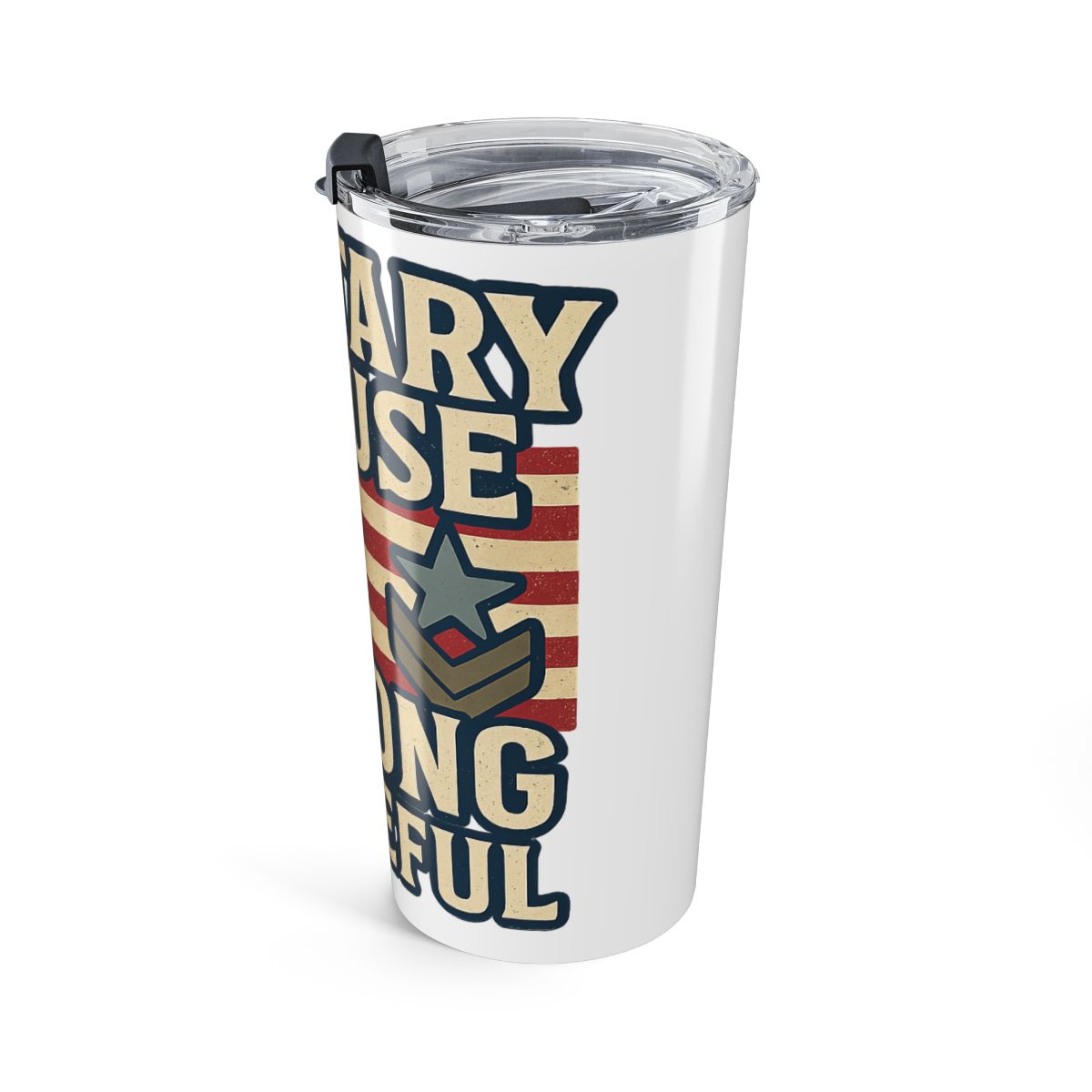 Military Spouse Strong Grateful Tumbler, Army Navy Air Force Gift, Patriotic Military Wife Appreciation Travel Mug, Deployment Gift
