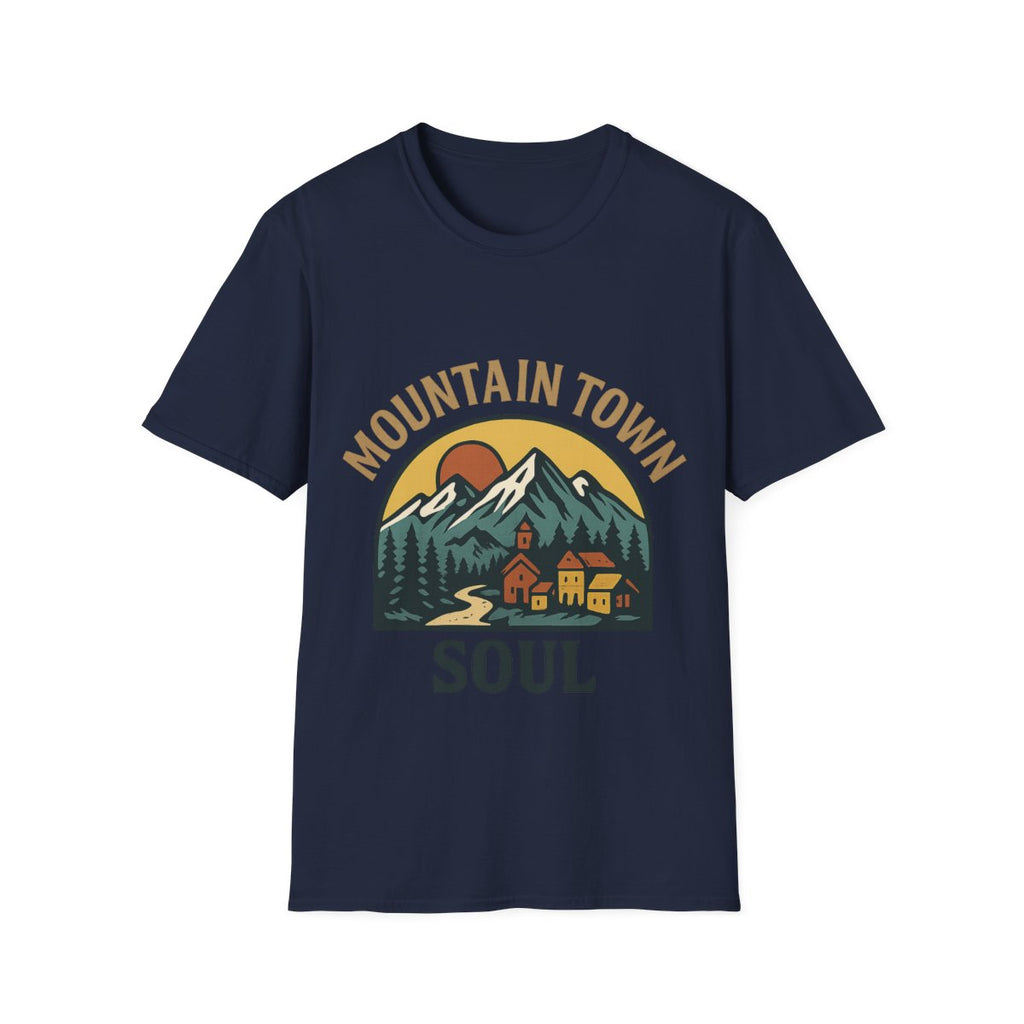 Mountain Town Soul Vintage Hiking Tee Raised on Mountain Air Shirt Wilderness Outdoor Adventure Gift Alpine Heritage Retro Tshirt
