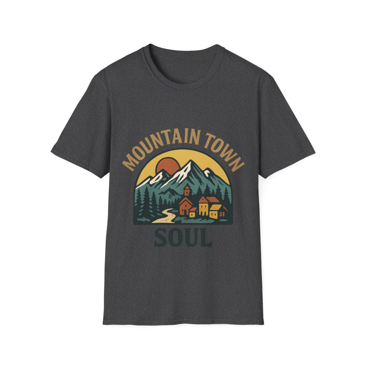 Mountain Town Soul Vintage Hiking Tee Raised on Mountain Air Shirt Wilderness Outdoor Adventure Gift Alpine Heritage Retro Tshirt