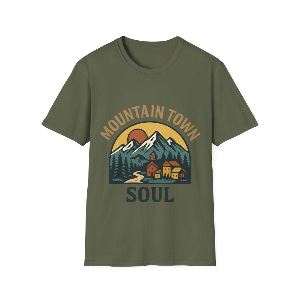 Mountain Town Soul Vintage Hiking Tee Raised on Mountain Air Shirt Wilderness Outdoor Adventure Gift Alpine Heritage Retro Tshirt