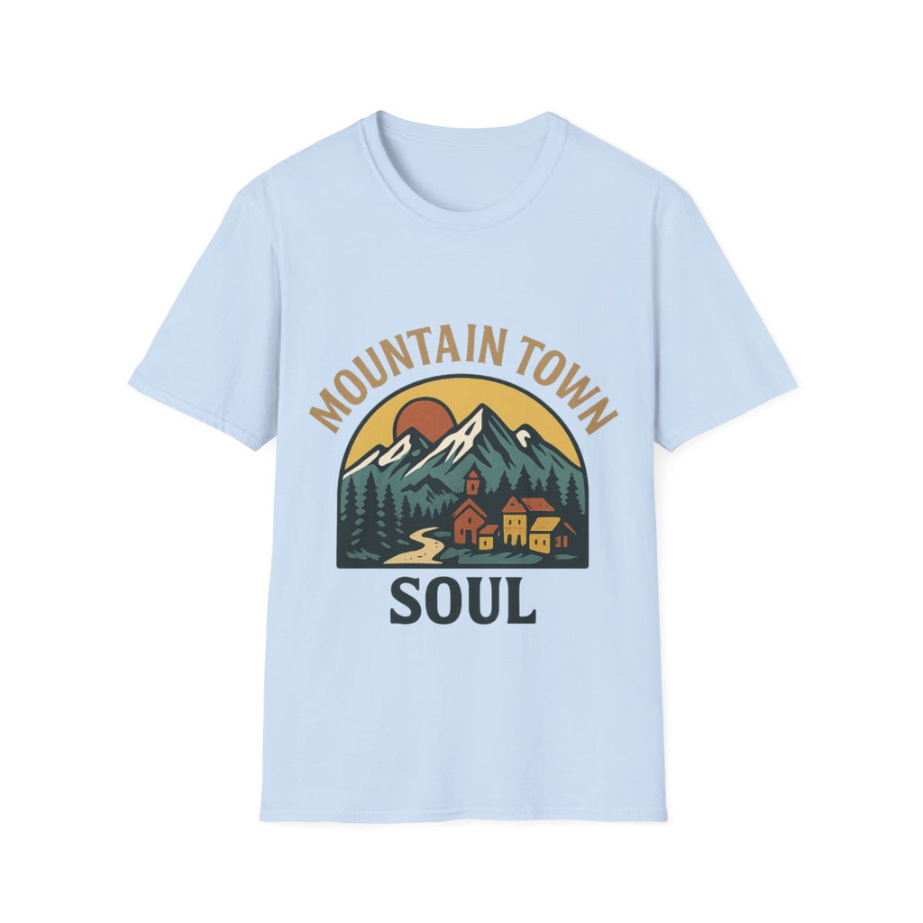 Mountain Town Soul Vintage Hiking Tee Raised on Mountain Air Shirt Wilderness Outdoor Adventure Gift Alpine Heritage Retro Tshirt