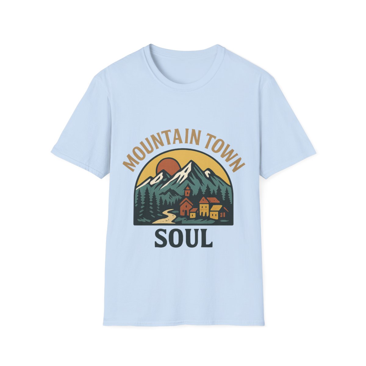 Mountain Town Soul Vintage Hiking Tee Raised on Mountain Air Shirt Wilderness Outdoor Adventure Gift Alpine Heritage Retro Tshirt