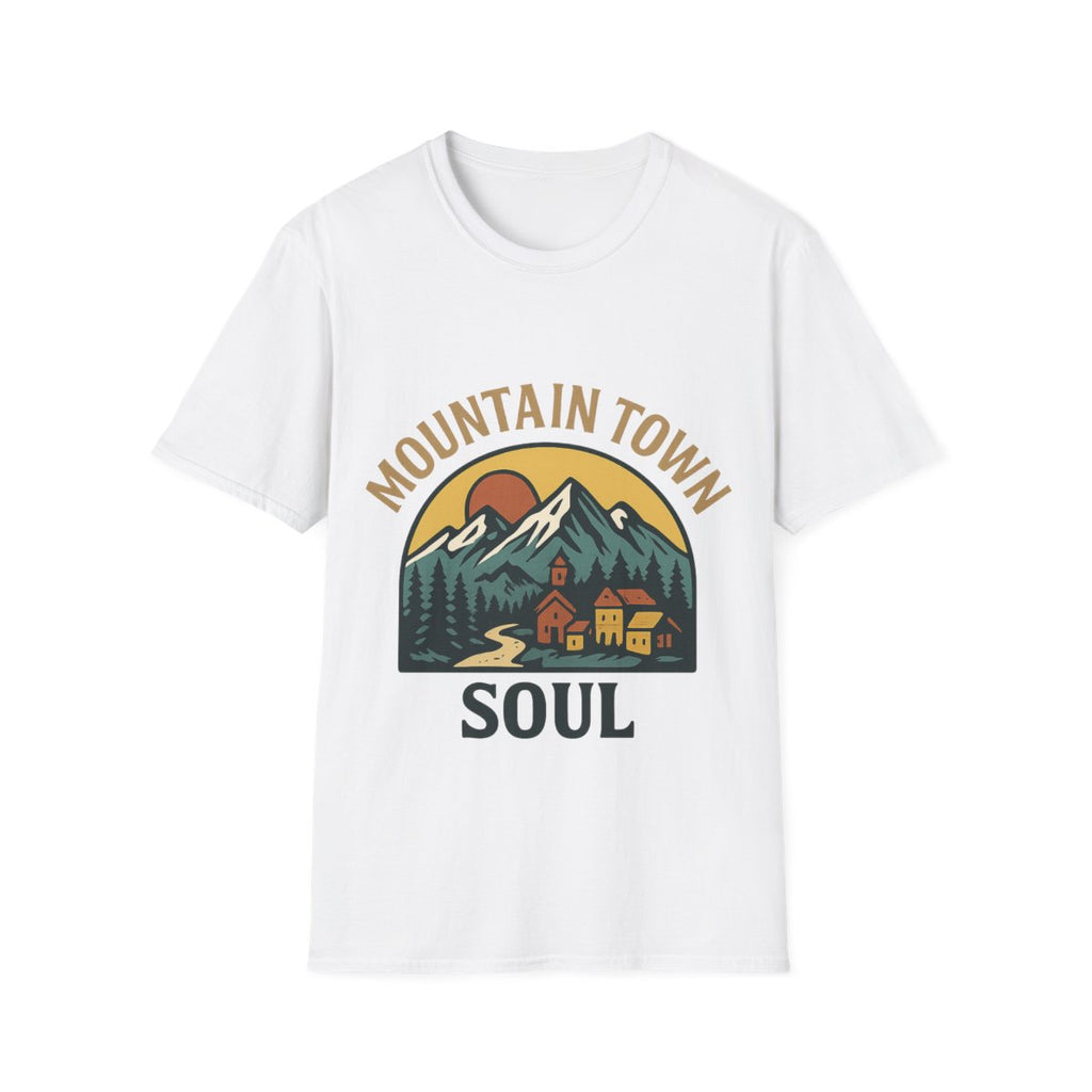 Mountain Town Soul Vintage Hiking Tee Raised on Mountain Air Shirt Wilderness Outdoor Adventure Gift Alpine Heritage Retro Tshirt