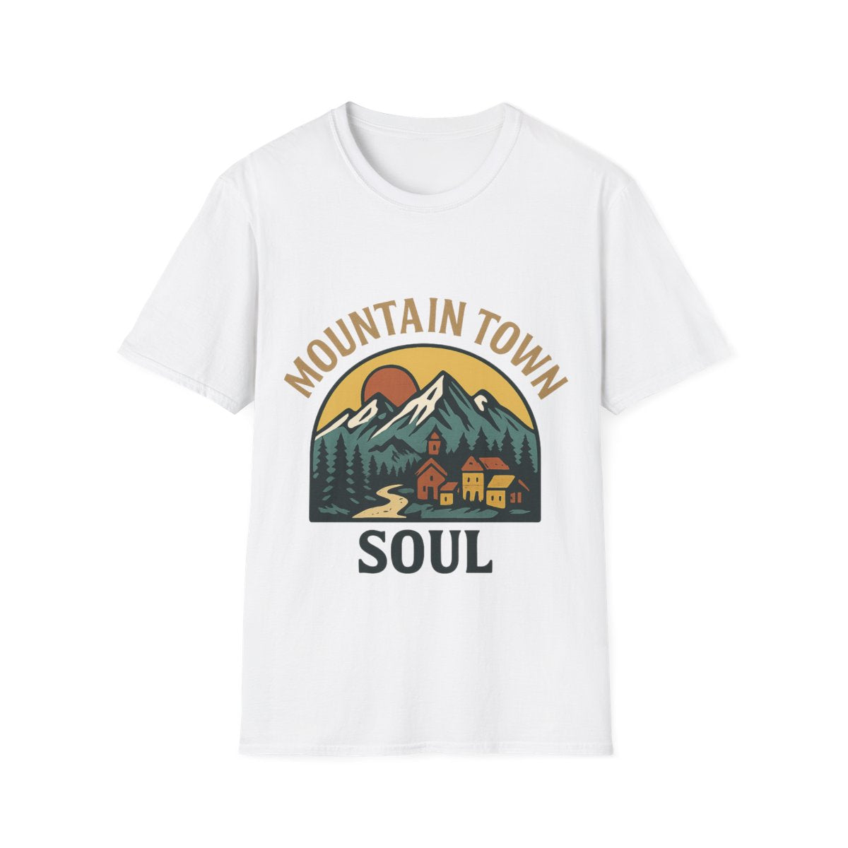 Mountain Town Soul Vintage Hiking Tee Raised on Mountain Air Shirt Wilderness Outdoor Adventure Gift Alpine Heritage Retro Tshirt