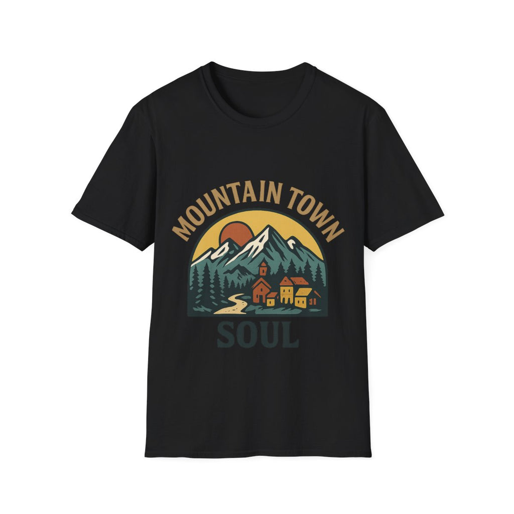 Mountain Town Soul Vintage Hiking Tee Raised on Mountain Air Shirt Wilderness Outdoor Adventure Gift Alpine Heritage Retro Tshirt