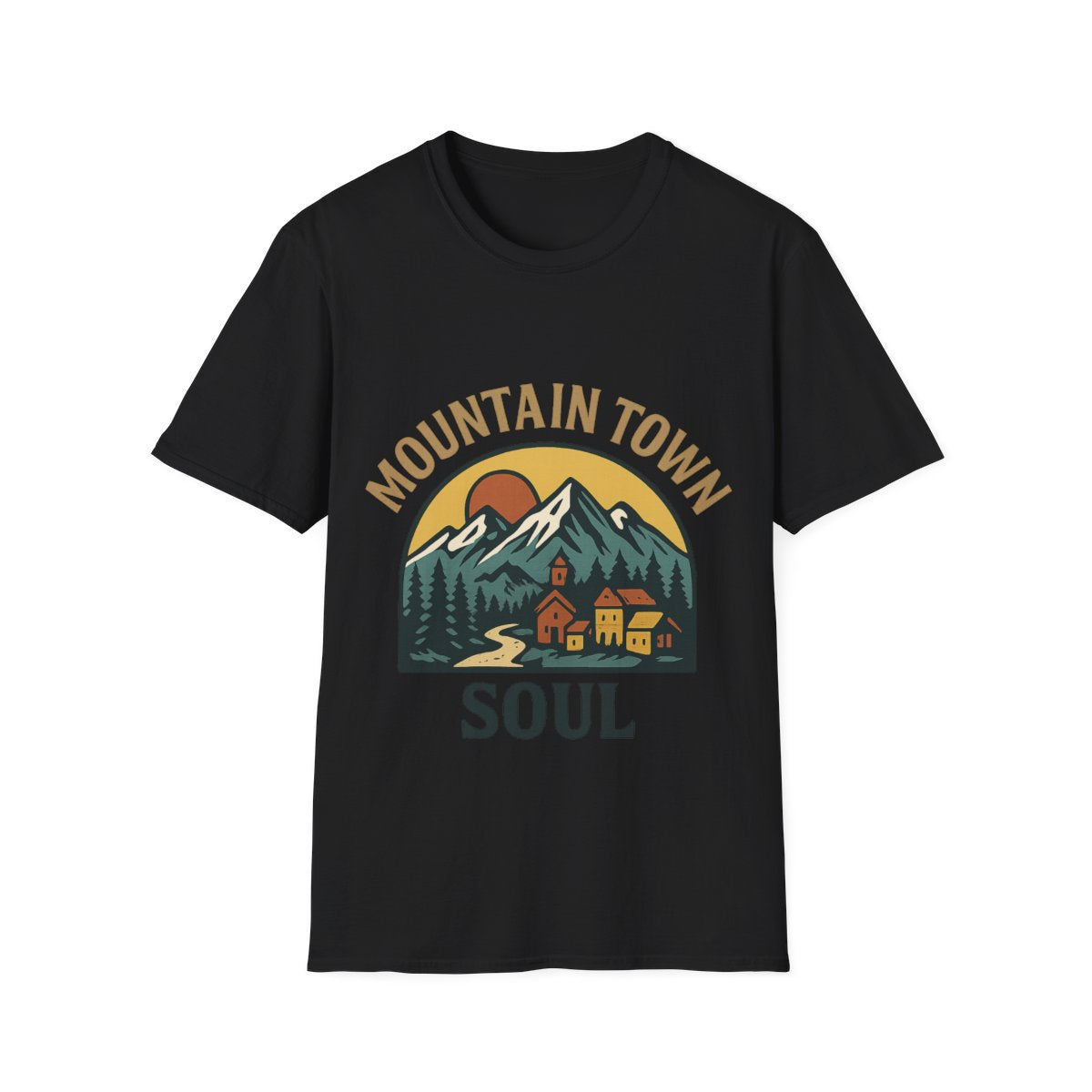 Mountain Town Soul Vintage Hiking Tee Raised on Mountain Air Shirt Wilderness Outdoor Adventure Gift Alpine Heritage Retro Tshirt