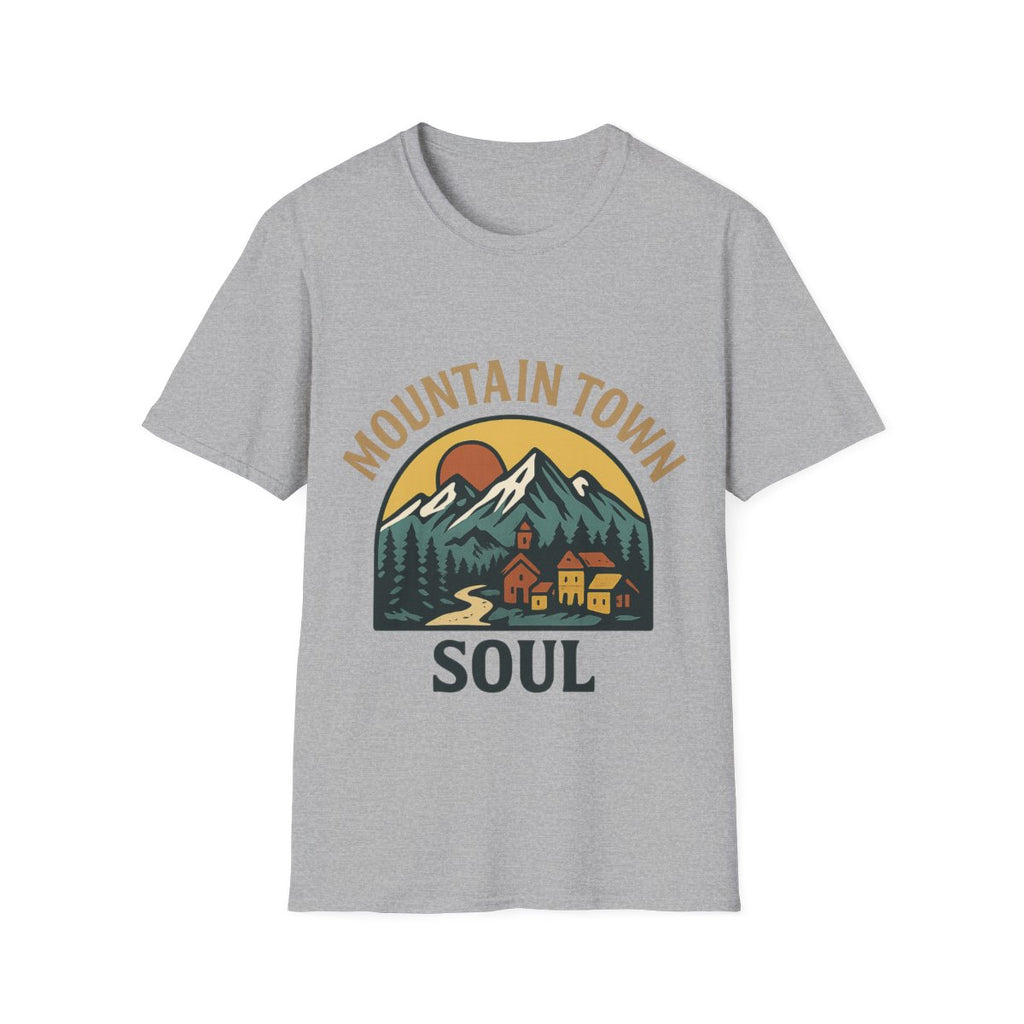 Mountain Town Soul Vintage Hiking Tee Raised on Mountain Air Shirt Wilderness Outdoor Adventure Gift Alpine Heritage Retro Tshirt